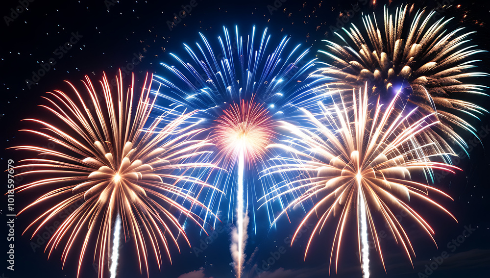 Fototapeta premium stunning fireworks lighting night sky celebration