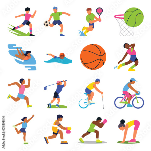 vector illustration hires with eps collection for sport icon activities and equipment tools sport items

