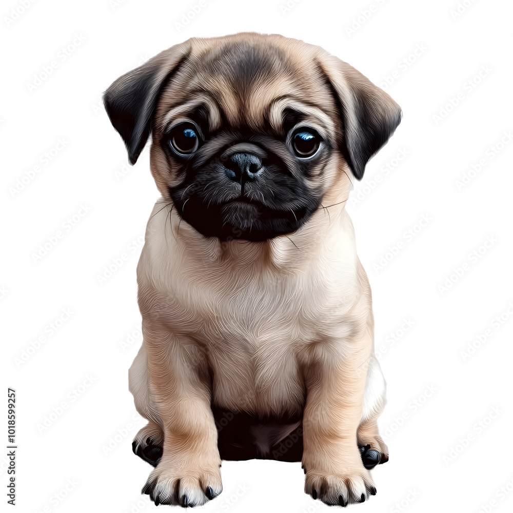 Fototapeta premium pug puppy on a transparent background