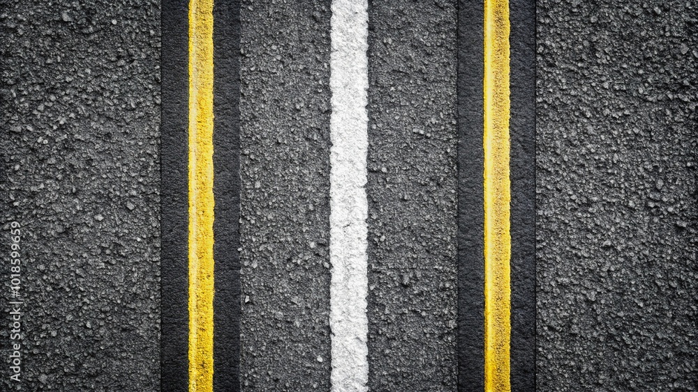 Fototapeta premium Asphalt highway with optical illusion creating three white stripes