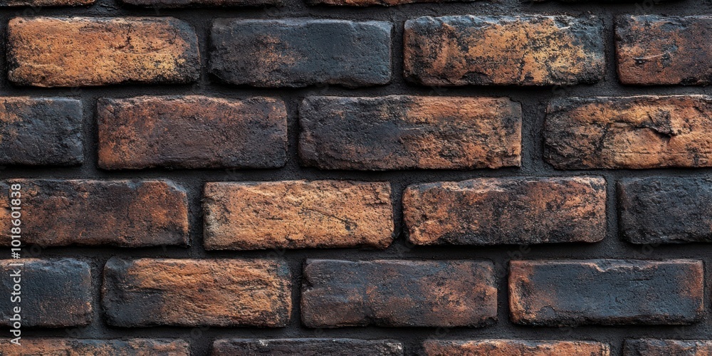 Fotografie Distressed Brick Wall Texture with a Dark and Rustic Aesthetic