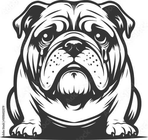 Emotional bulldog silhouette vector design