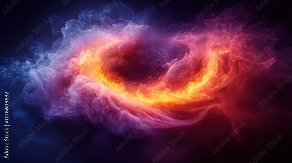 Obraz premium Abstract swirl of vibrant colors, a dance of fiery energy and ethereal smoke