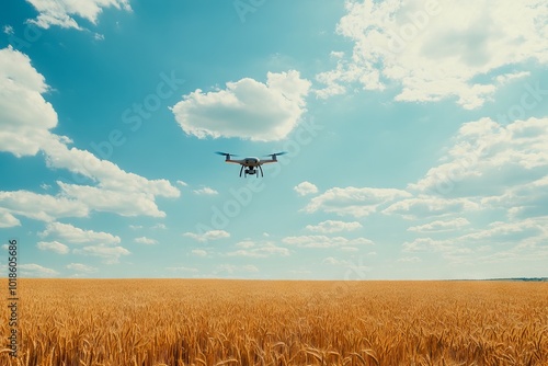 Drone Over Wheat Field with Summer Landscape. AI generated illustration