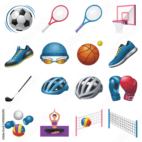 vector illustration hires with eps collection for sport icon activities and equipment tools sport items
