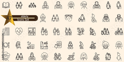Icons set elderly
