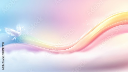 A soft, pastel rainbow background with light and airy colors, offering a gentle and calming design for any project.