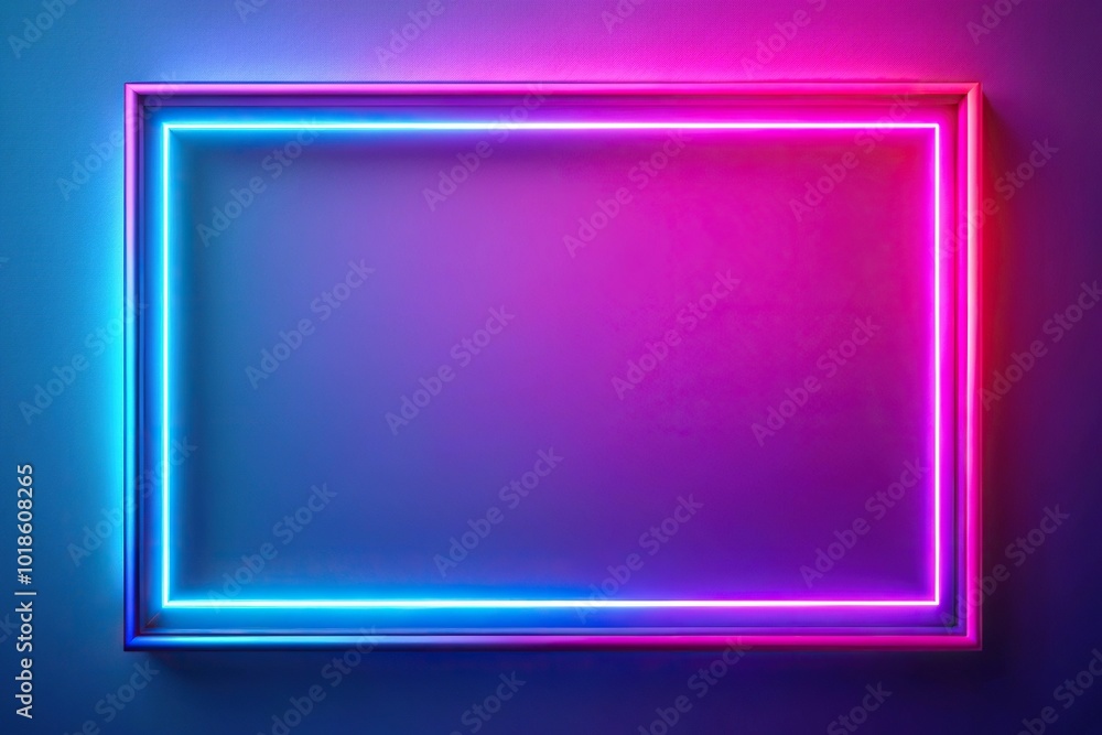 Asymmetrical neon pink and blue frame on gradient background with copy space Asymmetrical neon pink and blue frame on gradient background with copy space