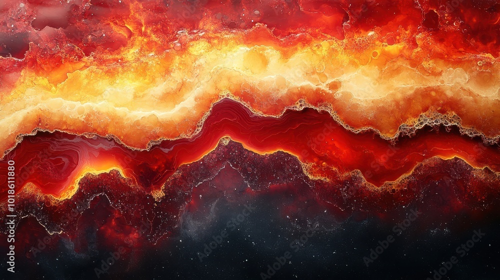 Φωτογραφία Abstract Liquid Art Swirling Hues of Crimson, Gold, and Black, Evoking a Cosmic