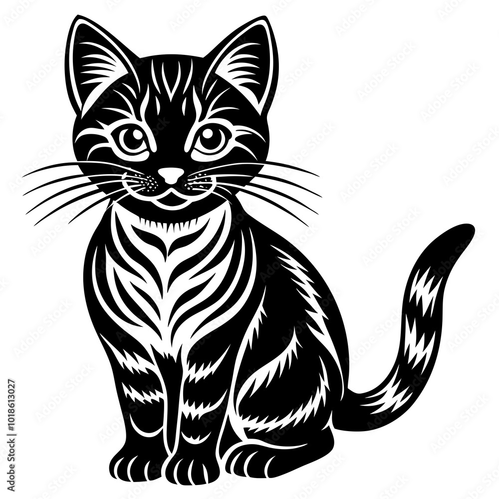 Obraz premium black and white cat vector