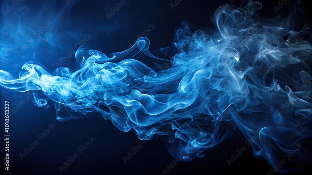 Obraz premium Atmospheric minimalist smoke compositions in elegant midnight blue hues