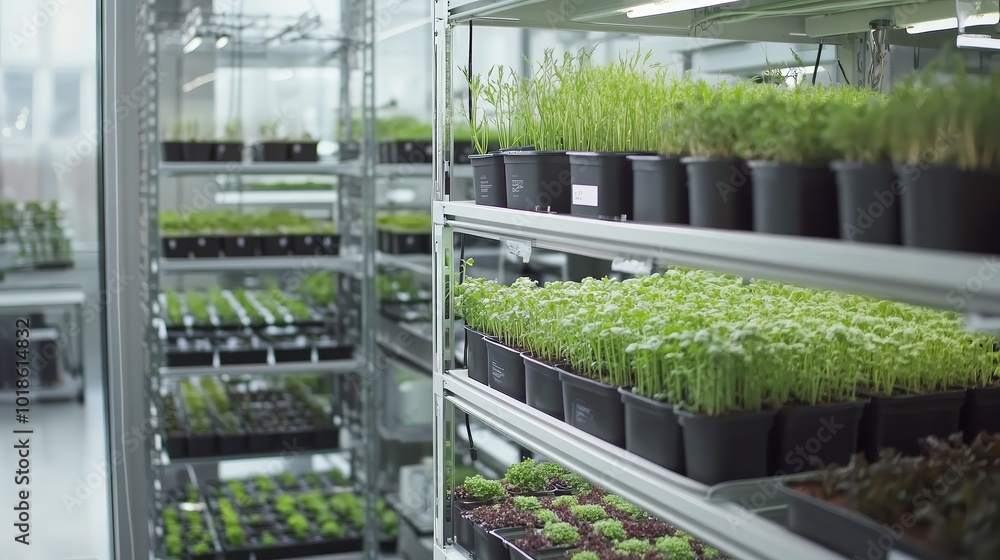 Vertical Farm with Rows of Green Plants Vertical Farm with Rows of Green Plants