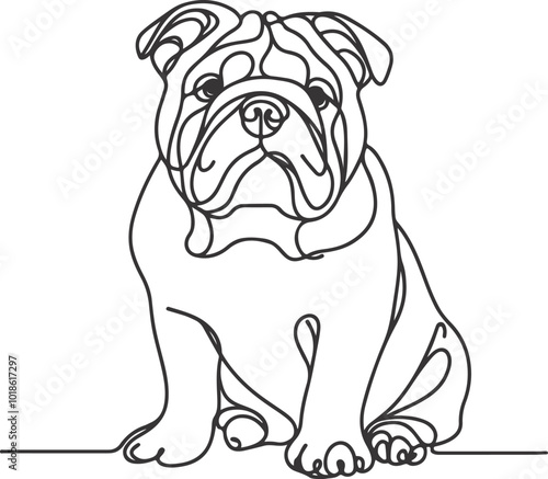 Line art French bulldog illustration. Ink style, cute animal for print Vector linear silhouette.