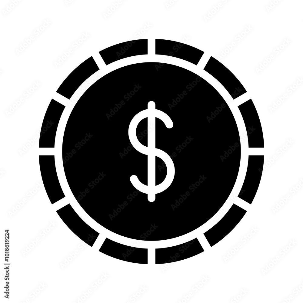 Vector illustration of a dollar symbol within a coin shape in black and white. Vector illustration of a dollar symbol within a coin shape in black and white.