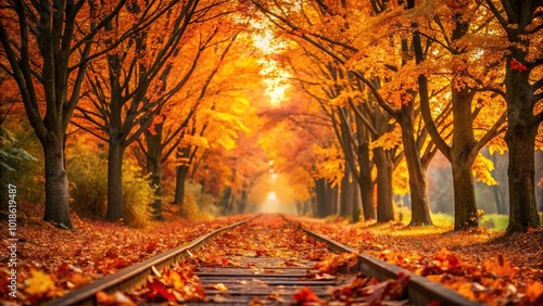 Autumn theme wallpaper with leading lines