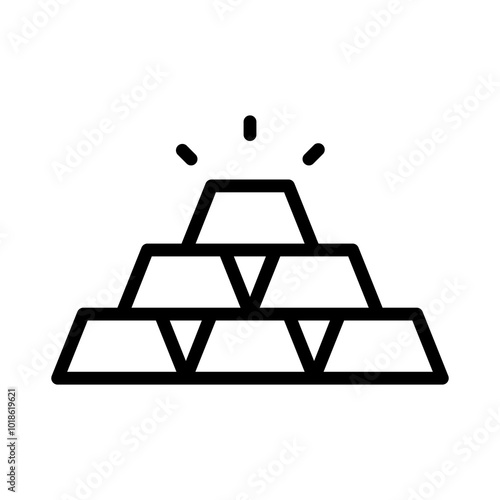 Vector icon of stacked gold bars, representing wealth, precious metals, and investment.