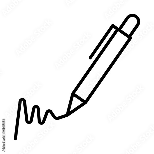 Vector illustration of a pen writing a signature, representing contracts, agreements, and legal documents.