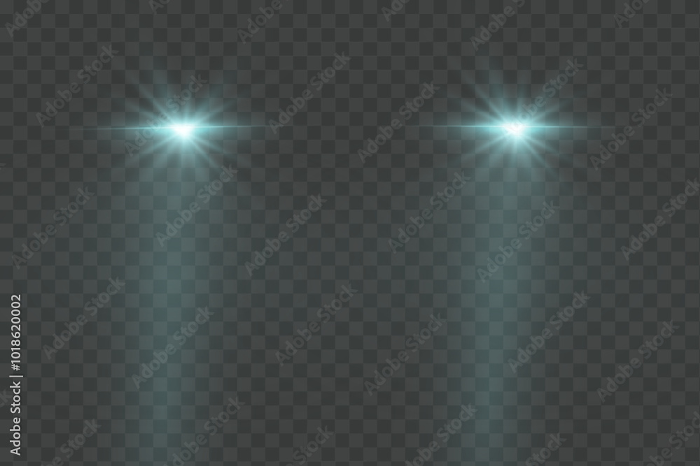 Cars light effect. White glow car headlight bright beams ray isolated on transparent background Cars light effect. White glow car headlight bright beams ray isolated on transparent background