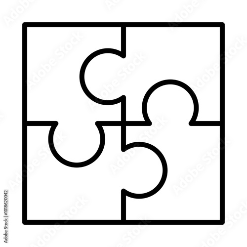 Vector icon of puzzle pieces, representing teamwork, problem-solving, and collaboration in business.