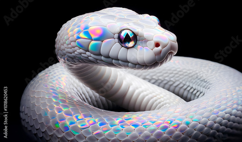 The white snake ​shing has sparkling eyes. photo