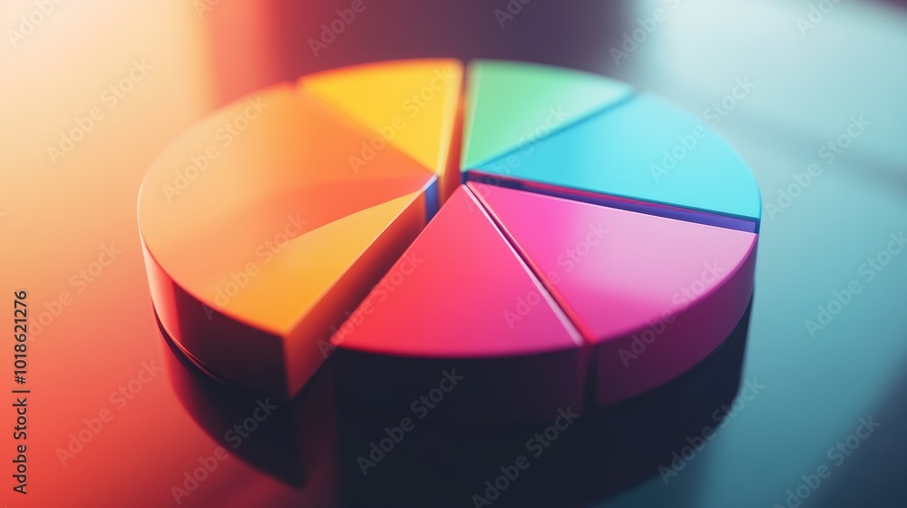 Fototapeta premium Colorful Pie Chart on Reflective Surface