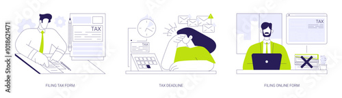 Taxes and personal finance abstract concept vector illustrations.