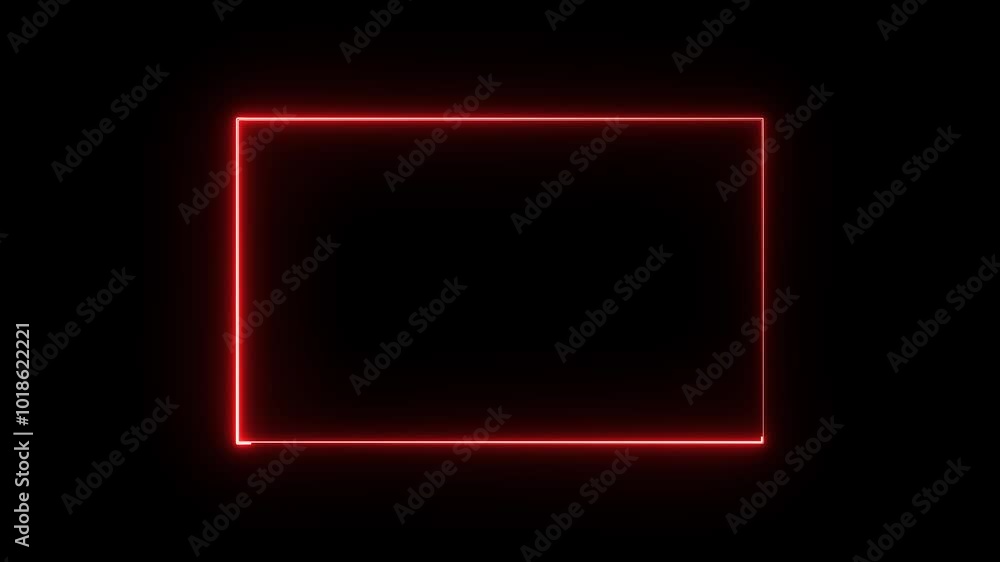 glowing neon red color square rectangle picture frame animation icon on black background glowing neon red color square rectangle picture frame animation icon on black background