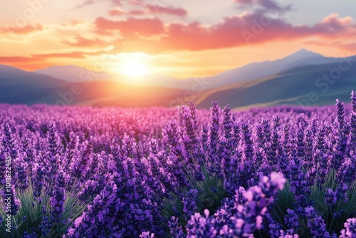 lush lavender field blooming with wildflowers under a soft summer sun creating a picturesque scene filled with vibrant colors and serene beauty