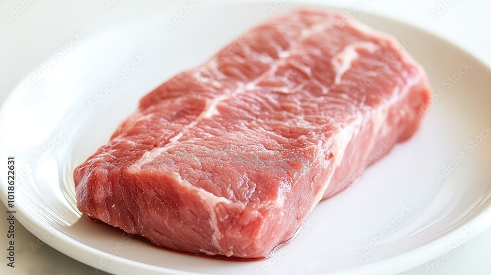 Fresh Raw Meat on a White Plate for Cooking Fresh Raw Meat on a White Plate for Cooking