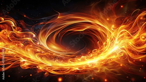 background with swirling flames and glowing energy waves