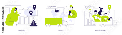 Logistics goods distribution abstract concept vector illustrations.