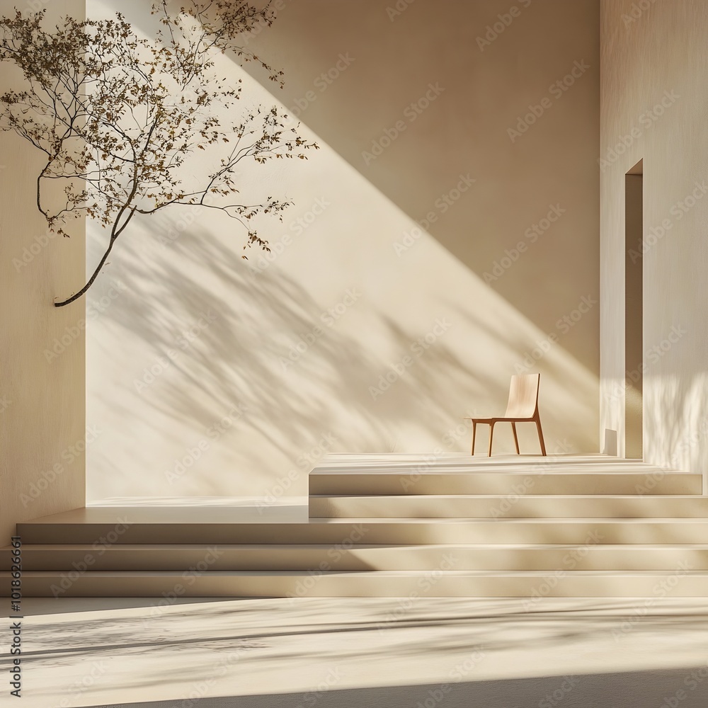 Minimalist 3D product display room with ivory walls and floor natural shadows from window creating depth on surface digital mockup with soft diffused lighting Minimalist 3D product display room with ivory walls and floor natural shadows from window creating depth on surface digital mockup with soft diffused lighting