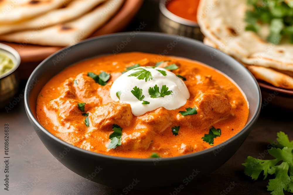 Butter Chicken Served in a Bowl | Creamy and Rich Indian Dish with Tender Chicken in a Spiced Tomato Sauce Butter Chicken Served in a Bowl | Creamy and Rich Indian Dish with Tender Chicken in a Spiced Tomato Sauce