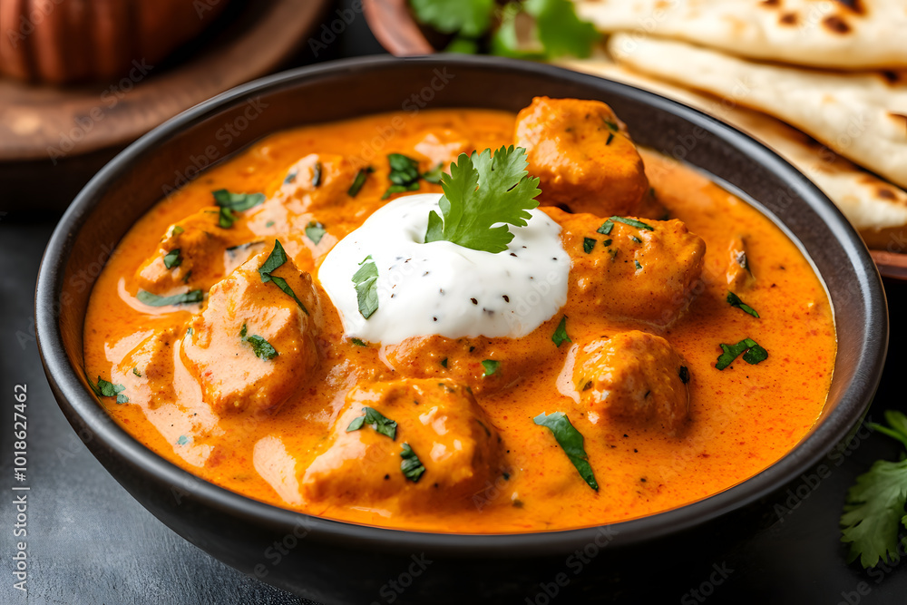 Butter Chicken Served in a Bowl | Creamy and Rich Indian Dish with Tender Chicken in a Spiced Tomato Sauce Butter Chicken Served in a Bowl | Creamy and Rich Indian Dish with Tender Chicken in a Spiced Tomato Sauce