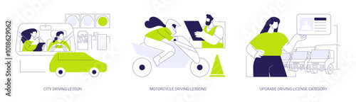 New driving license abstract concept vector illustrations.