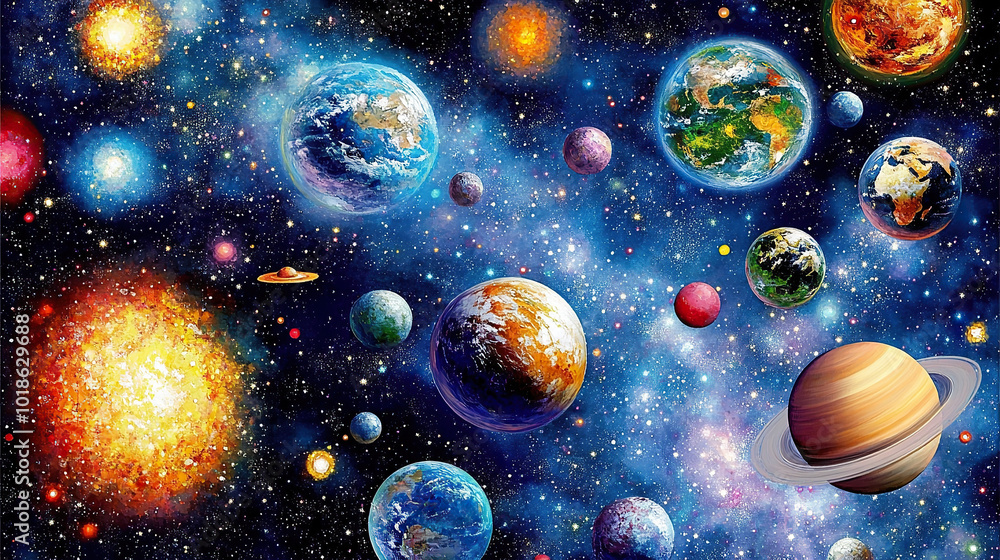Fototapeta premium Background with planets