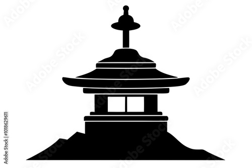 Tibetan Prayer Wheel Silhouette Vector Illustration of a Rotating Prayer Wheel