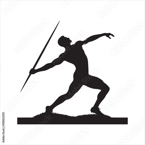 Javelin Thrower Sport silhouette on white background
