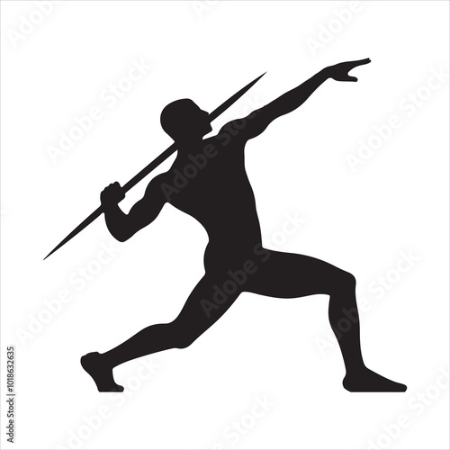 Javelin Thrower Sport silhouette on white background
