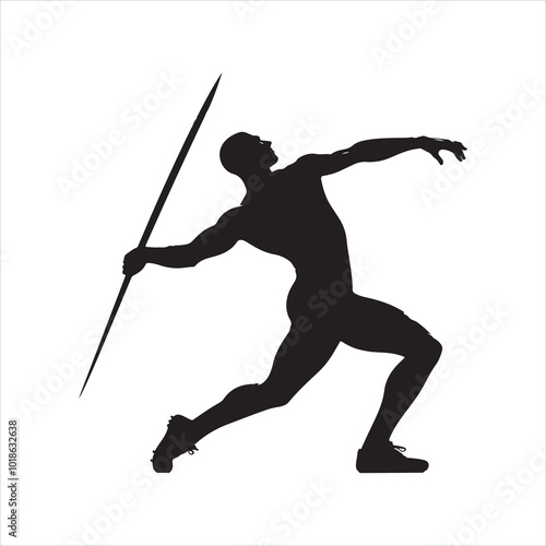 Javelin Thrower Sport silhouette on white background
