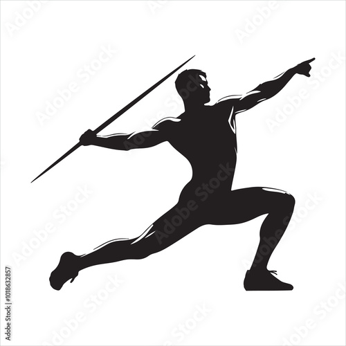 Javelin Thrower Sport silhouette on white background
