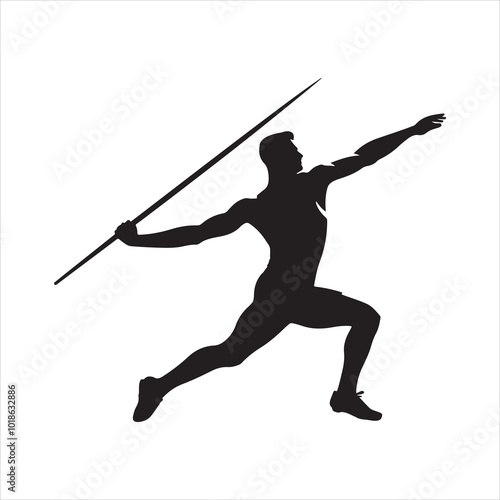 Javelin Thrower Sport silhouette on white background
