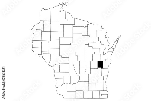Map of calumet County in Wisconsin state on white background. single County map highlighted by black colour on Wisconsin map. UNITED STATES, US