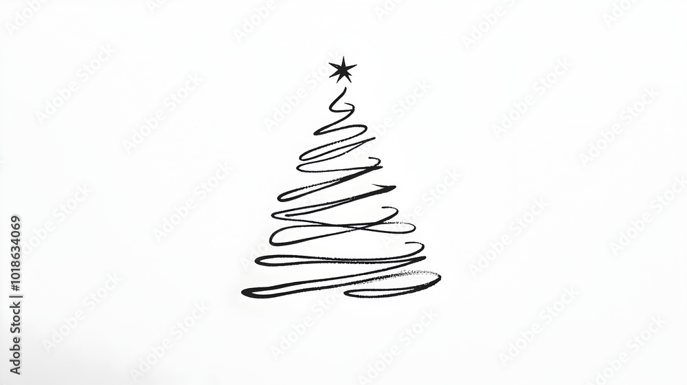 Minimalist Christmas Tree Hand Drawn Abstract Holiday Symbol Minimalist Christmas Tree Hand Drawn Abstract Holiday Symbol