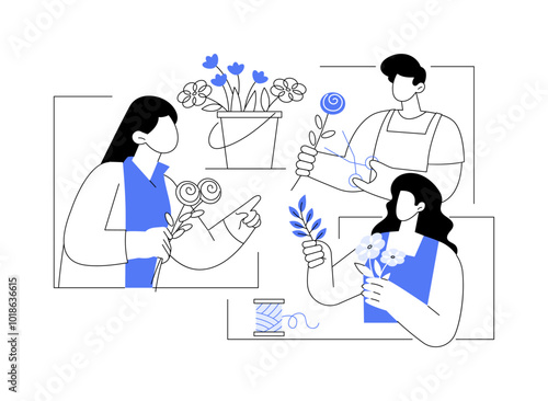 Floral design isolated cartoon vector illustrations.