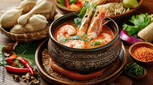 Wallpaper Mural Authentic Spicy Seafood Soup in Traditional Bowl Torontodigital.ca