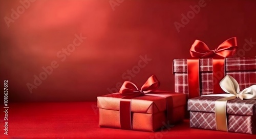 Wallpaper Mural Elegant gifts wrapped with red ribbon await a special occasion. Torontodigital.ca