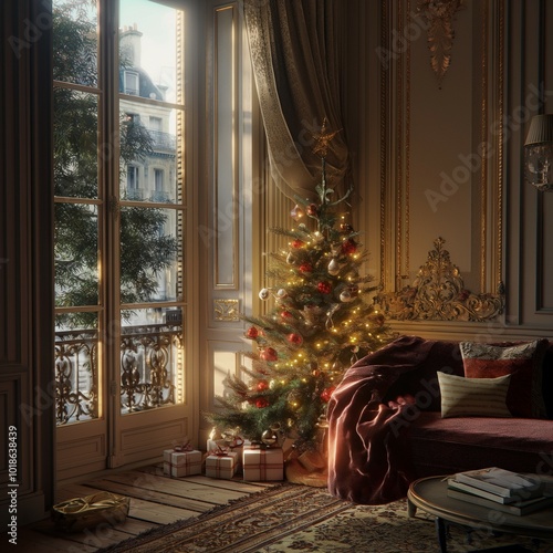 Christmas tree in a Parisian appartment