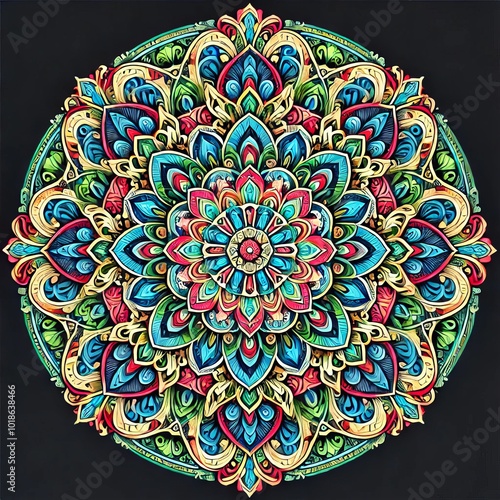 Colorful Mandala Art Design   Abstract Geometric Pattern