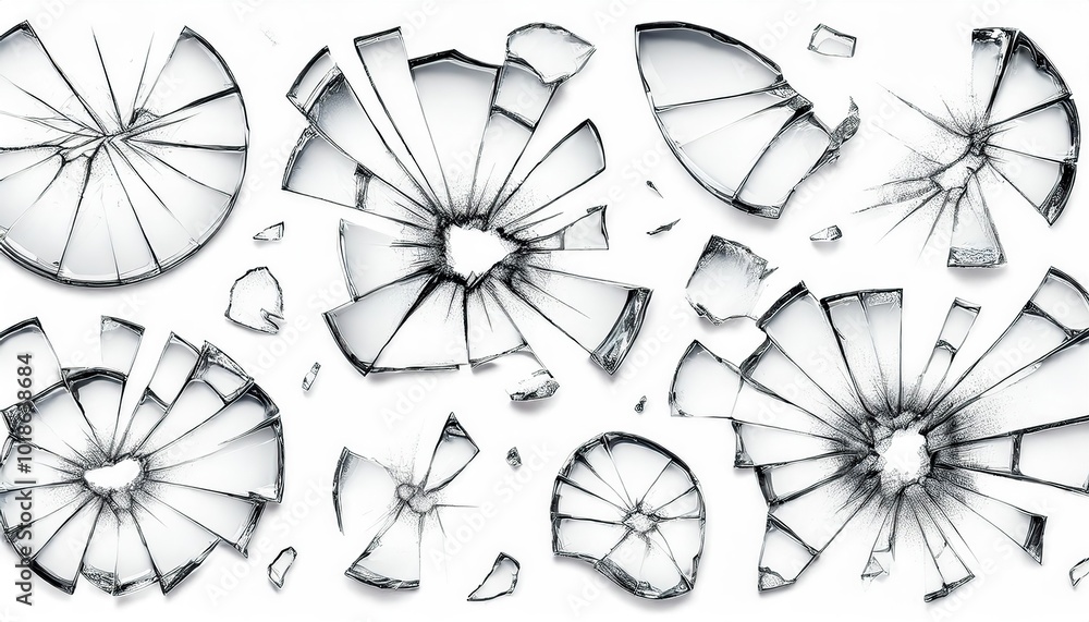 Big collection of cracks broken glass isolation on white background, Big collection of cracks broken glass Big collection of cracks broken glass isolation on white background, Big collection of cracks broken glass